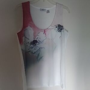 Floral Print Sleeveless Top - White and Pink
